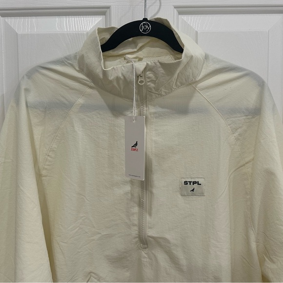 New! Staple Pigeon STPL Cream Half-zip Oversized Windbreaker Jacket Size Medium - Picture 4 of 11